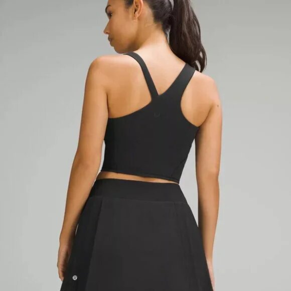 Lululemon Everlux Asymmetrical Tennis Tank Top Black Size 10 - Picture 2 of 5